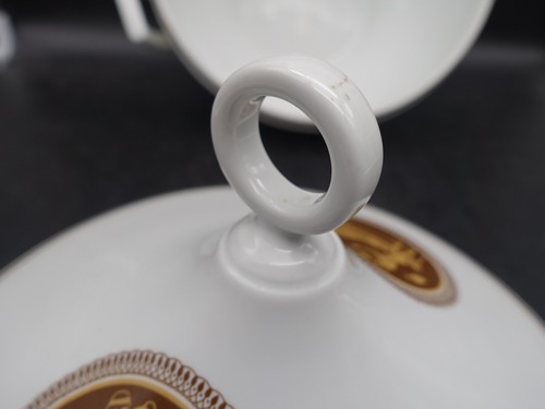 Weiße Suppenterrine mit Deckel mit griechischem Dekor Richard Ginori Empire Serie 77 AULOS - Bild 6 von 9