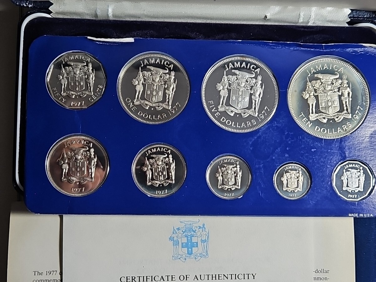 Jamaica Proof Set 銀貨 1973 Jamaica Franklin Mint Silver Proof Set 7-Coins w
