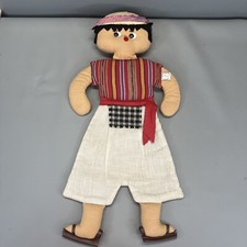 Vintage Handmade Guatemalan Wall Doll Hanging Letter Holder Latin Folk Art 23”