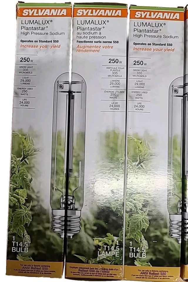 LOT X5 SYLVANIA 250W Plantastar High Pressure Sodium HID Grow Light T14.5 S50 - Image 2 of 4