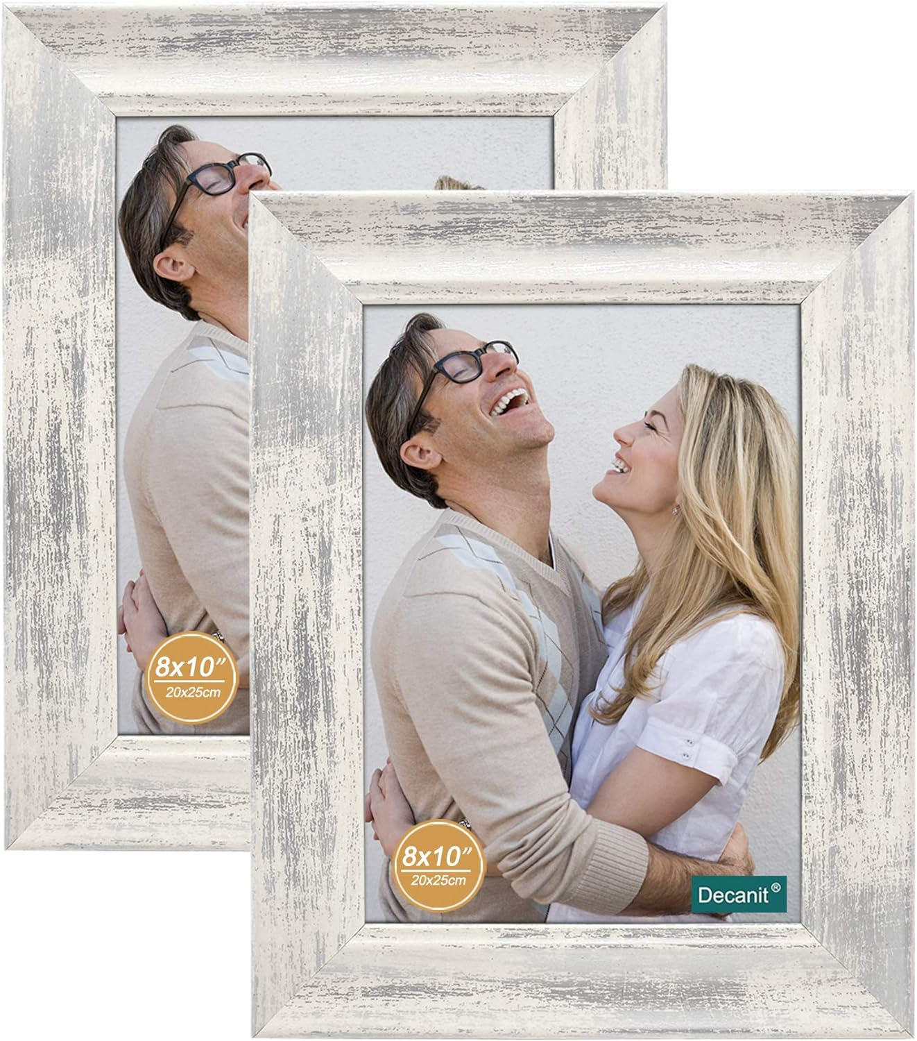 8X10 Picture Frames Rustic Distressed White Wood Pattern High Definition Glass f-image