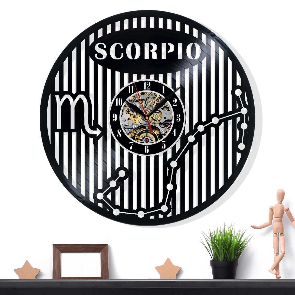 Scorpio Zodiac Sign Constellation Vinyl Wall Clock Gift Surprise Birthdays Decor
