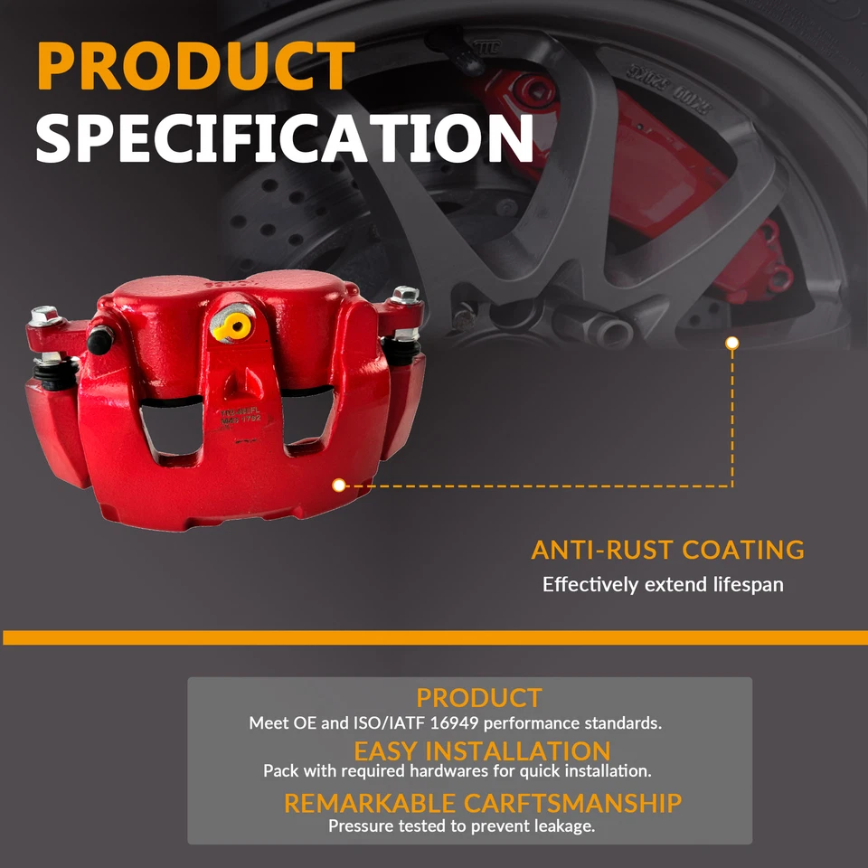 S4918A Red Caliper Front For Chevy Silverado 1500 07-18 GMC Sierra 1500 Cadillac — 第 2/4 张图片