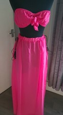Size 10 Nasty Gal split Tassel skirt trim tie bandeau co-ord beach cerise pink 