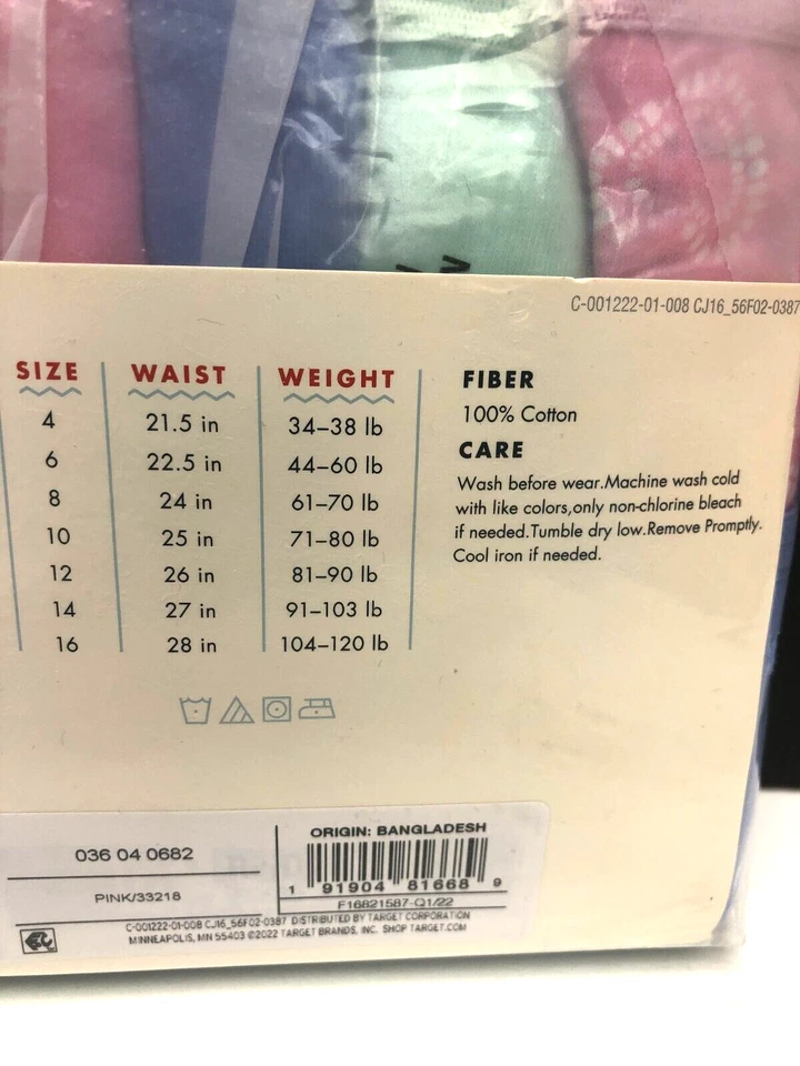 14pk Cat & Jack Niñas Talla 6 Bikinis Bragas Multi Colores Ropa Interior Rosa/Verde/Azul Foto 4 de 4