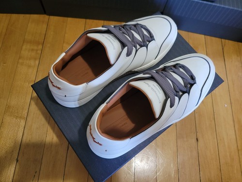 Ermenegildo Zegna Men's Tiziano in White Calfskin Leather Low-Top Sneakers. US 7 - Picture 7 of 9