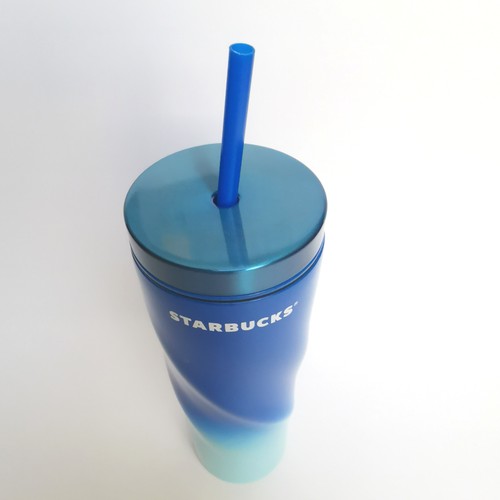 STARBUCKS ©2024 . Cold Cup Blue Swirl 16 oz, Tumbler Trinkbecher mit Trinkhalm - Bild 5 von 5
