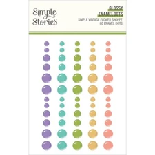 Crafts Enamel Dots SS Sticky Back Simple Vintage Flower Shoppe Purple Green Blue