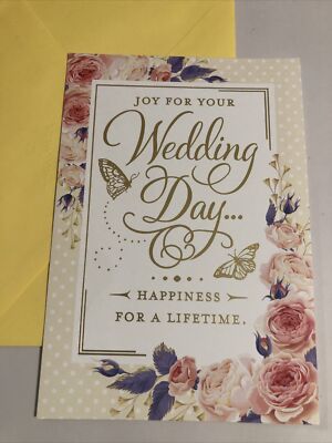 Joy For Your Wedding Day Happiness For A Lifetime 5.5 x8  Hallmark Greeting Card