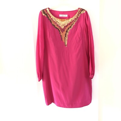 Trina Turk Women Hot Pink Silk Dress Size L - XL Sequin Shift Long Sleeve | eBay Trina Turk Women Hot Pink Silk Dress Size L - XL Sequin Shift Long Sleeve | eBay