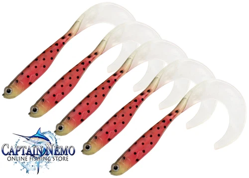 SEA HUNTER CURLY TAIL SHADS WATERMELON 5" SOFT PLASTICS FISHING LURES LURE