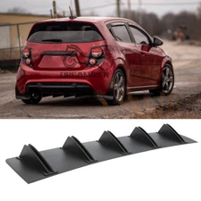 Rear Diffuser Shark Fins Bumper Lip Splitter Spoiler Black For Chevrolet Sonic