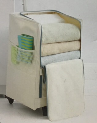 Real Simple Rolling Laundry Caddy In Beige, 14 In W X 14 In D X 23 In H