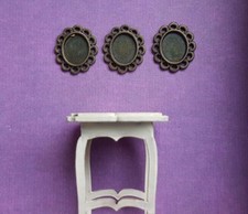 Miniature 3x gold empty oval picture frames 1:24th 1:48th scale dolls house DH52