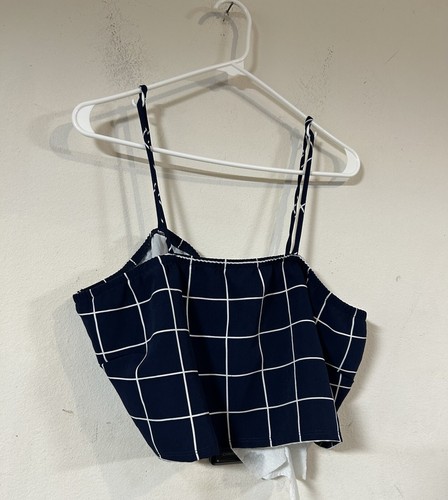 Fashion Nova Set Pantaloni "Line By Line", Crop Top/Pantalone Blu a Quadri, 3X, Nuovo con etichette - Foto 5 di 6