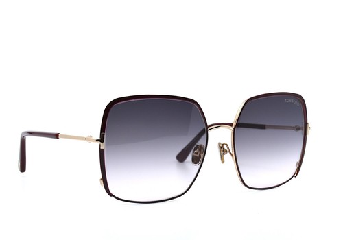 NEW TOM FORD TF1006/S RAPHAELA GOLD BURGUNDY GREY GRADIENT AUTHENTIC SUNGLASSES - Picture 3 of 9