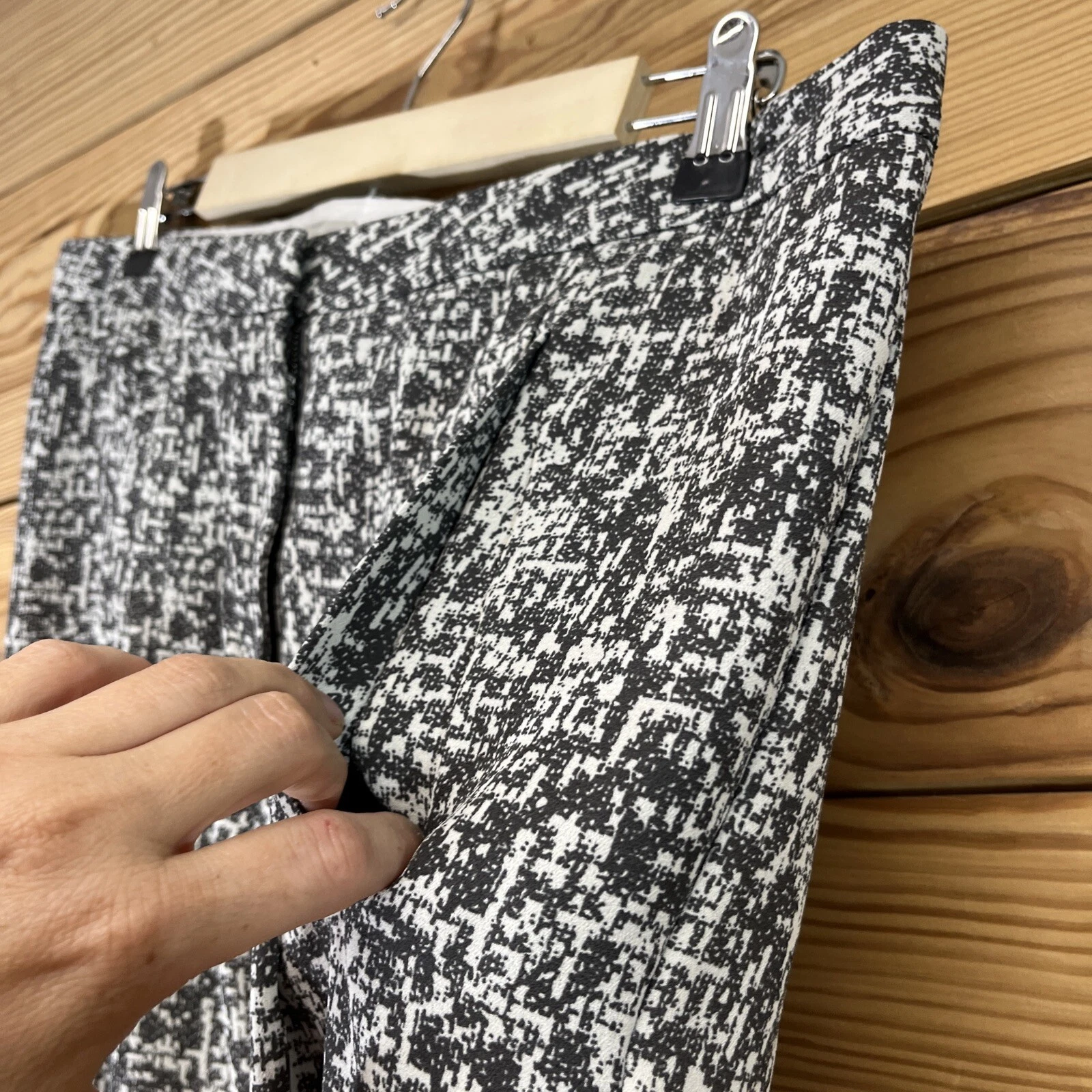 ACNE STUDIOS Pantaloni eleganti acne 42 US 14 stampa a contatto grigio avorio plissettato poli senza orlo B113