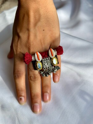 Navaratri Rings Indian Fabric Ethnic Ring Square Kodi Designer Handmade Jewelry ...
