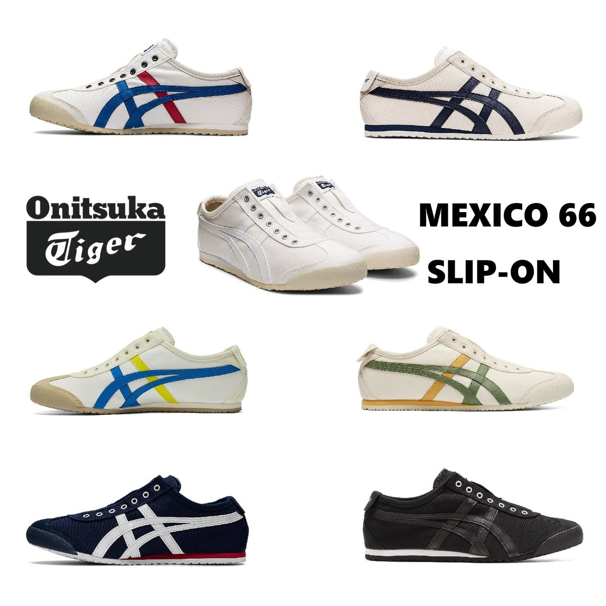 Onitsuka Tiger Black and White Canvas Lace-less Casual Sneakers for Men and Wome Amazon.com | Onitsuka Tiger Mexico Delegation (Black/White  main image 4
