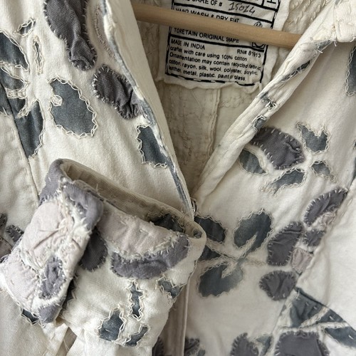 Project Alabama Jacket Size Medium Embroidered Floral Ivory Grey Snap Front Boho - Picture 8 of 13