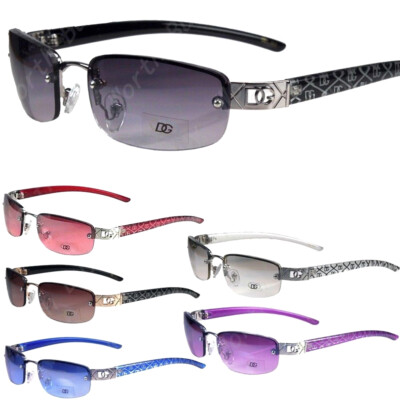 Mens Womens Rimless Small Oval Wrap Sunglasses Designer Shades Fashion Rectangle