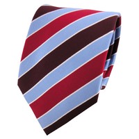 Tigertie Designer Seidenkrawatte Rot Bordeaux Weinrot Blau Silber Gestreift