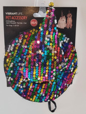 Vibrant Life Pets "Sequin Witch Hat" Halloween Costume Sz XS/S Pets Dog Or Cat