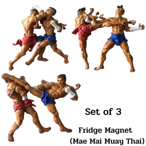 Muay Thai 3D Fridge Magnets Set of 3 Handmade Resin Thai Boxing Souvenir - Picture 2 of 8