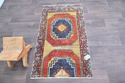 Oushak Turkish Doormat Rug 2x4 BEIGE Anatolian Handmade Vintage Small Kilim Rug