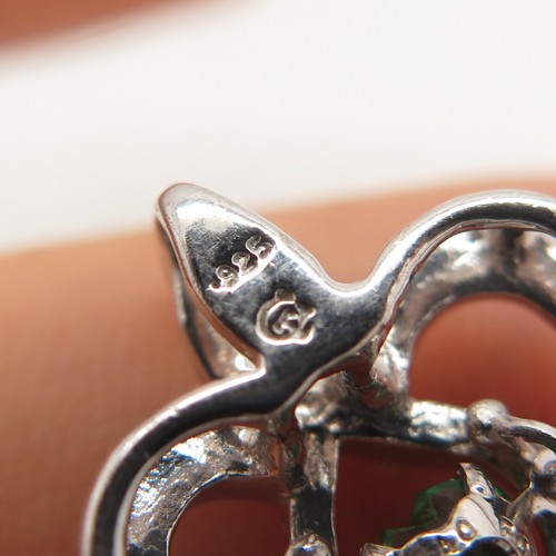 925 Sterlingsilber echt weiß Diamant & Chrom Diopsid Edelstein Herz Anhänger - Bild 8 von 8