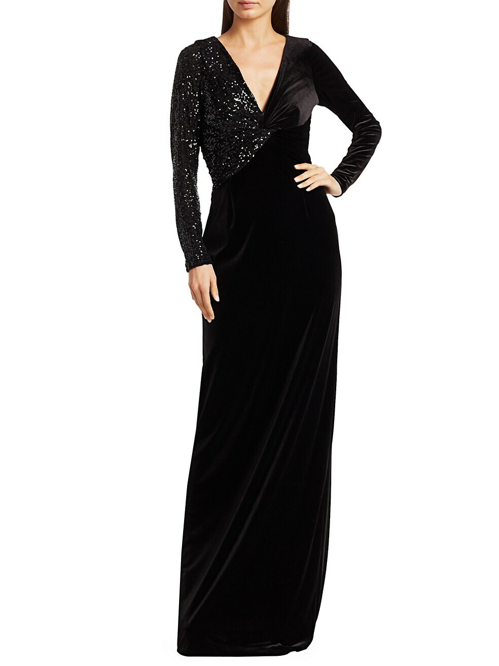 Stretch-Velvet Sequin Gown $600 