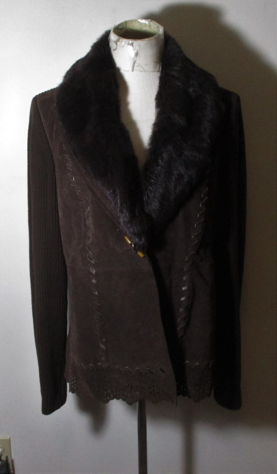 NYGARD Brown 100% Leather & Faux Fur Jacket Women's Size M 10-12 NWOT