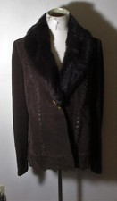 Women's Nygard Brown 100% Leather & Faux Fur Jacket Size M 10-12 Nwot
