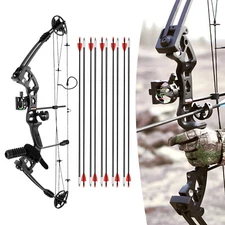 Compound Bow Kit with 12 Arrows Right Hand Archery Hunting Set Black 30-55lbs 