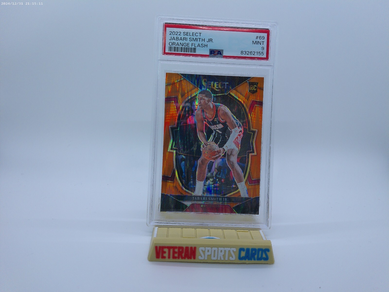 2022 Select Orange Flash Prizm #69 Jabari Smith Jr. Rookie PSA 9- Rockets RC