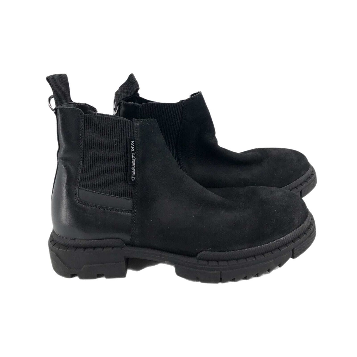 Karl Lagerfeld suede boots Karl Lagerfeld Suede Chain-Link Accents Chelsea Boots  main image 3