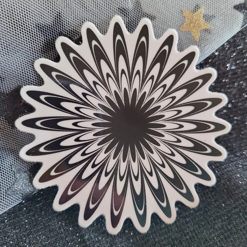 BWC004-Flower Shaped Black White Sticker | Flowers | Monochromatic | Psychadelic - Picture 2 of 5