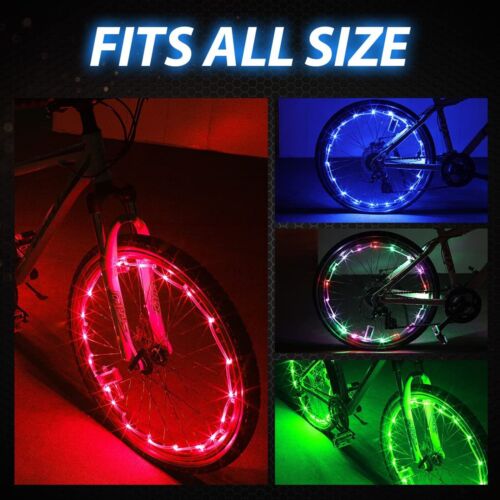Be Noticed on the Roads with Waterproof LED Bike Wheel Lights Pack of 2 - Afbeelding 1 van 40