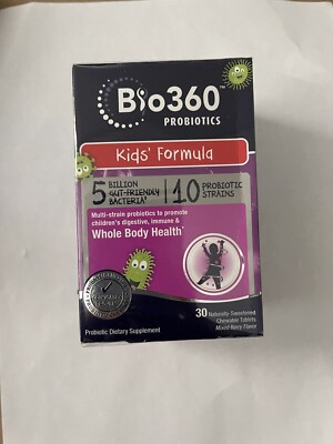 Bio360 Probiotics Kids Formula, Daily Chewable Tablets, Mixed Berry, 30 Count