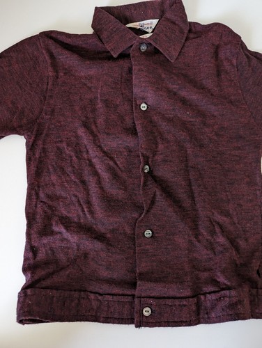 Vtg Sz 12 MCM Boys KAYNEE Banded Hem Red Shirt Acrylic 1950s Retro Rock-a-billy - Picture 2 of 9