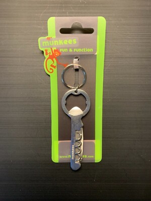 Munkees Stainless Steel Keychain Corkscrew Bottle Opener and Knife - 3456