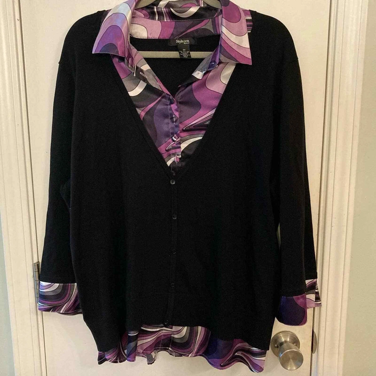 Sweater with faux shop blouse