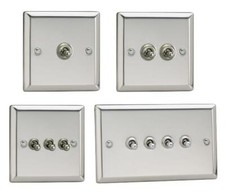 Toggle Light Switch 1 2 3 4 Gang Options Polished Mirror Chrome - Varilight