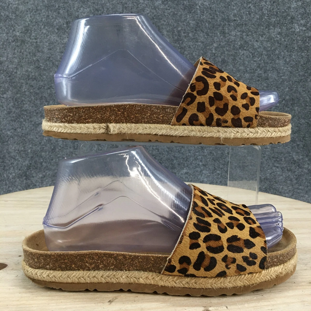 Yokono Sandals Womens 7.5 Open Toe Slides Espadrille Flats Brown