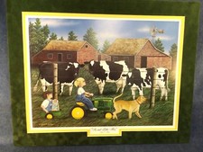 JOHN DEERE PEDAL TRACTOR PRINT "SIS & LITTLE MISS" by ROBERT HINTON - DBL MAT