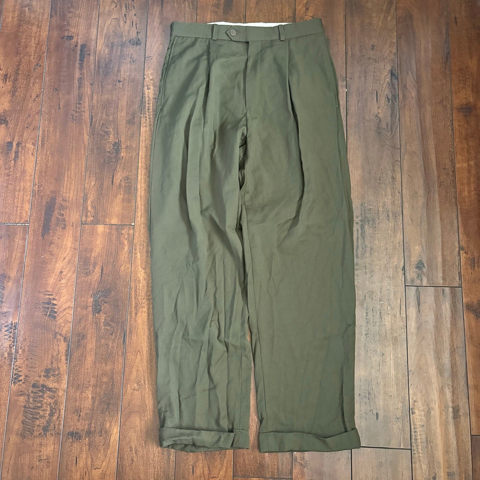 Vintage Polo University by Ralph Lauren Dress Pants Mens 30x30 Green 100% Wool