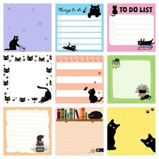 9 Pads Cute Sticky Notes Set, 3x3 Inch Black Cat Self Stick Notepads, Cat Sta...