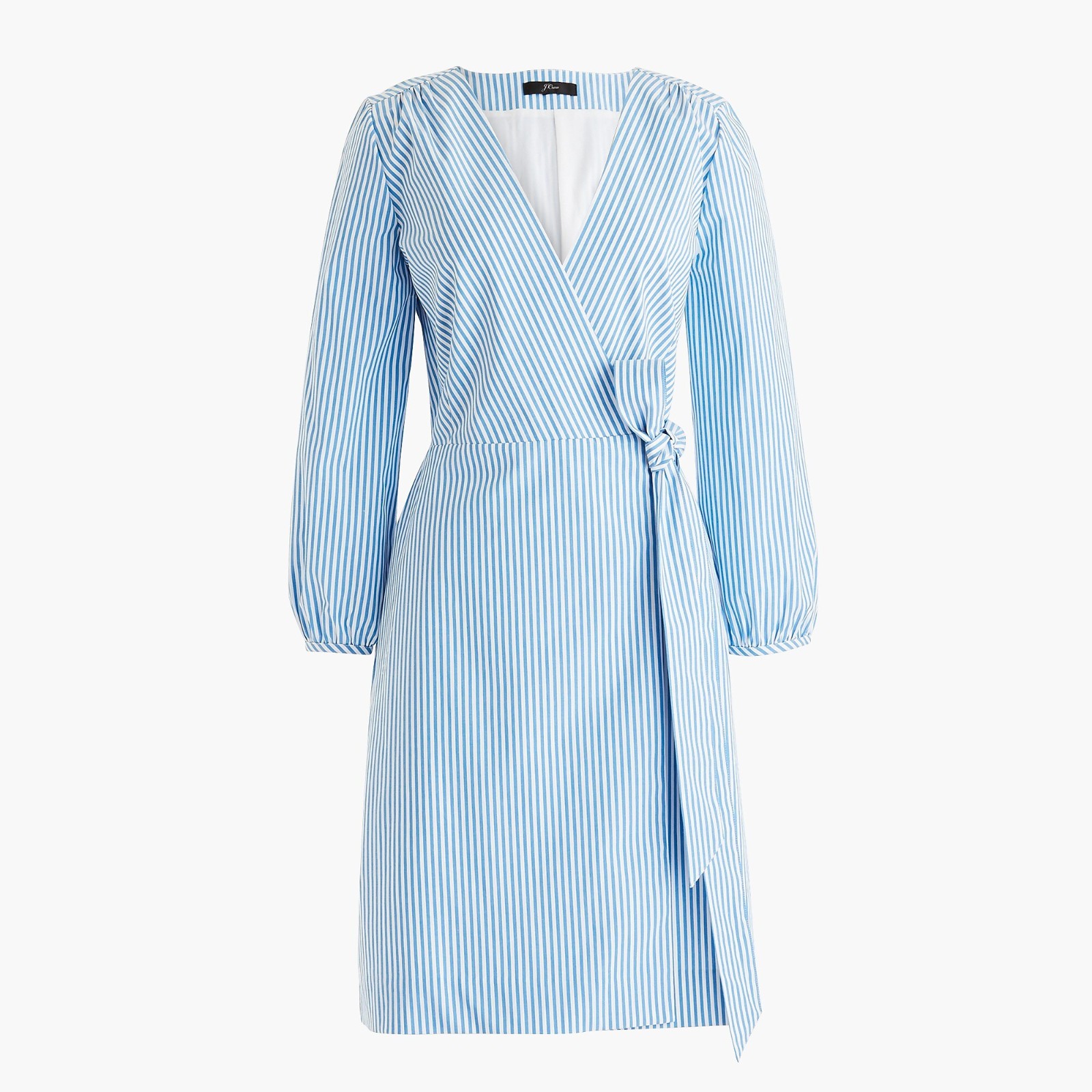 J CREW Plus Size 20 Wrap Dress in Striped Cotton Poplin Blue Coastal Preppy