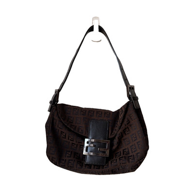 Fendi Baguette Zucchino Brown Monogram Shoulder Bag Vintage