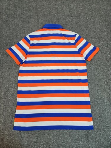 Rlx Ralph Lauren Golf Polo Shirt Size M Blue Orange White Striped Short Sleeve - Picture 2 of 11